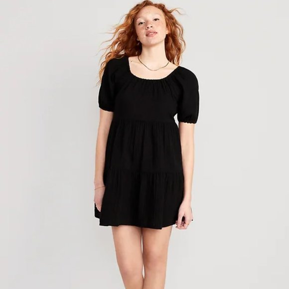OLD NAVY Puff-Sleeve Tiered Mini Swing Dress for Women (size S) - Picture 1 of 11